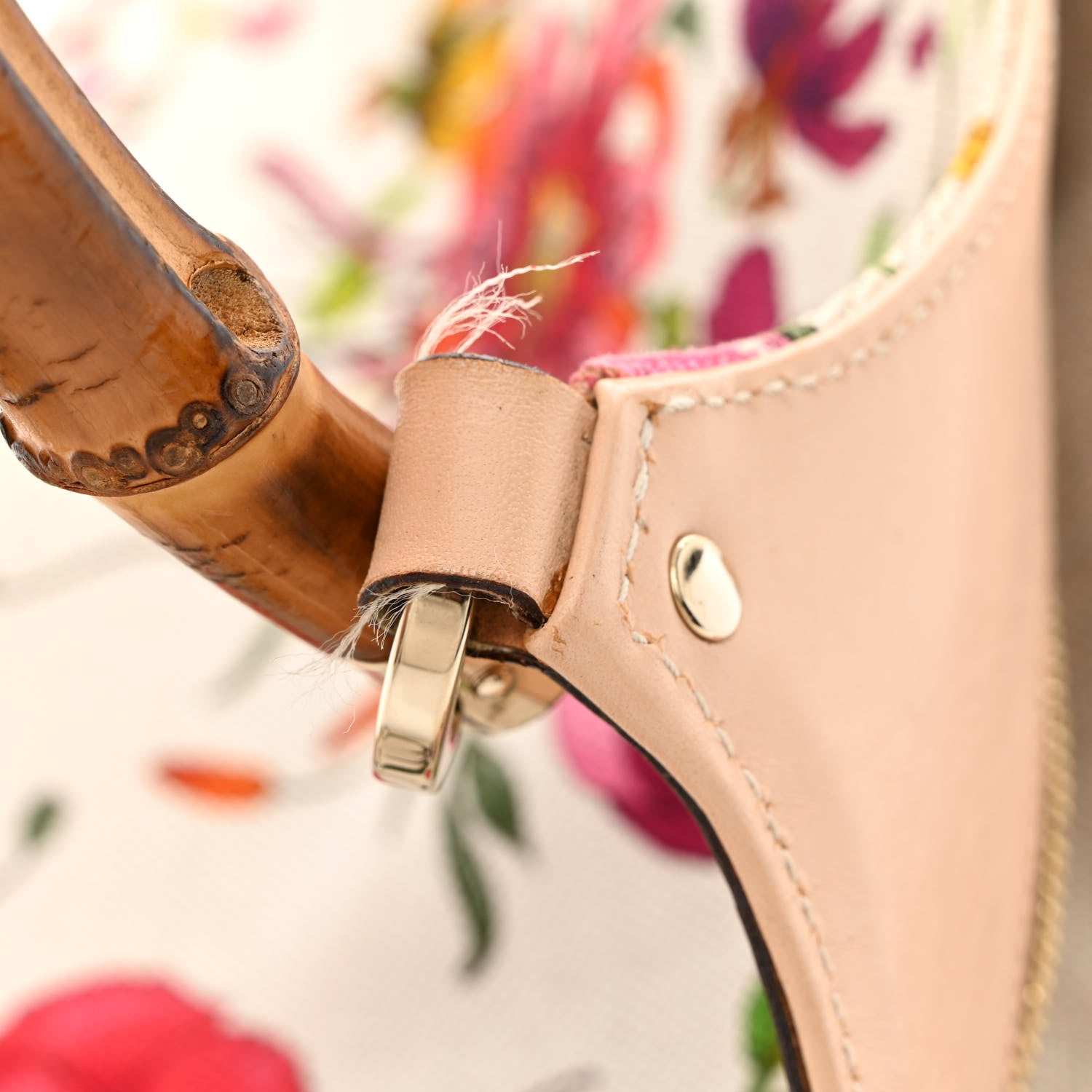 Gucci Canvas Floral Flora Bamboo Handle Bag 11 of 14
