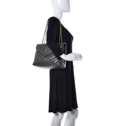 Saint Laurent Calfskin Y Quilted Monogram Medium Loulou Chain Satchel Earth 2 of 9