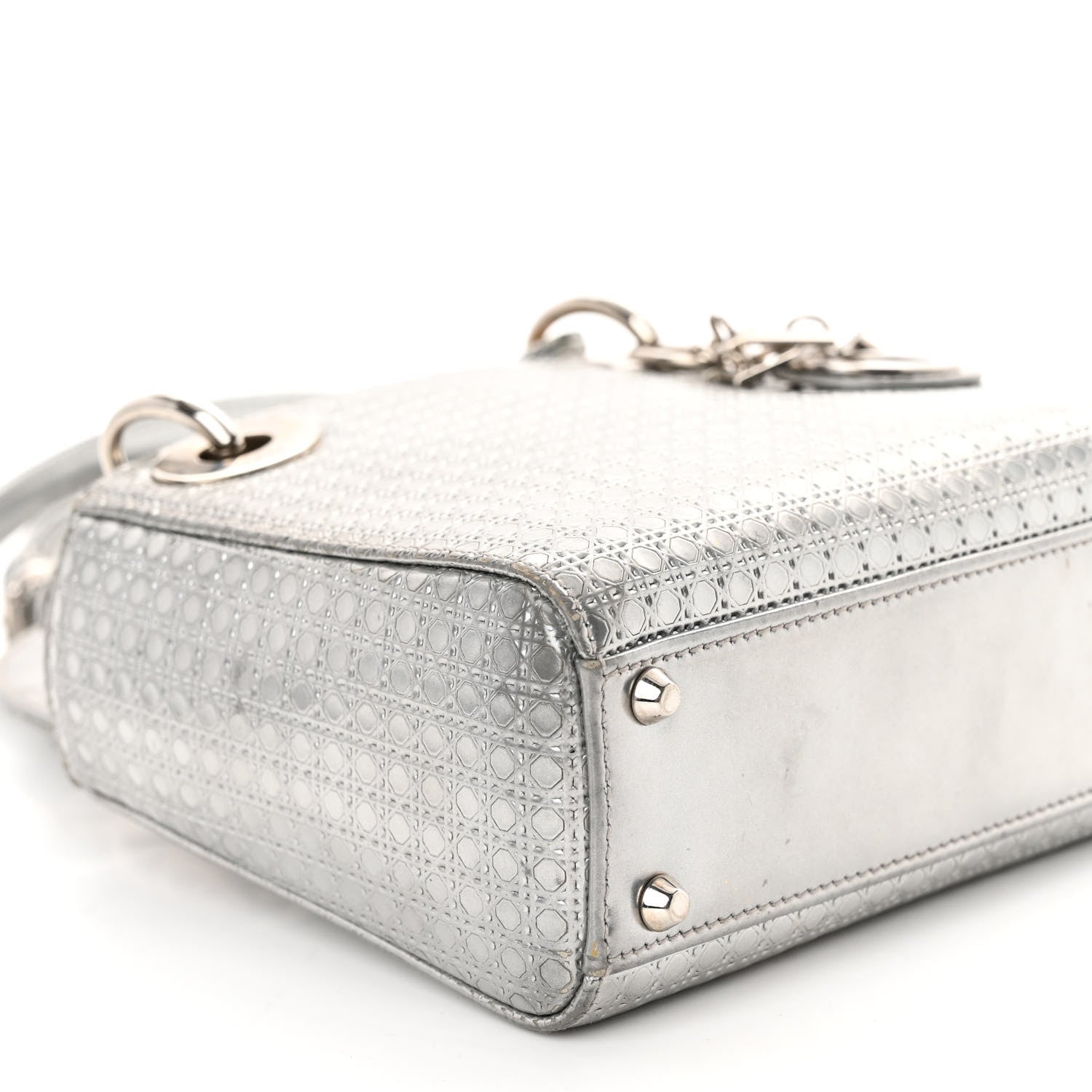 Christian Dior Metallic Patent Micro-Cannage Mini Lady Dior Silver 8 of 11