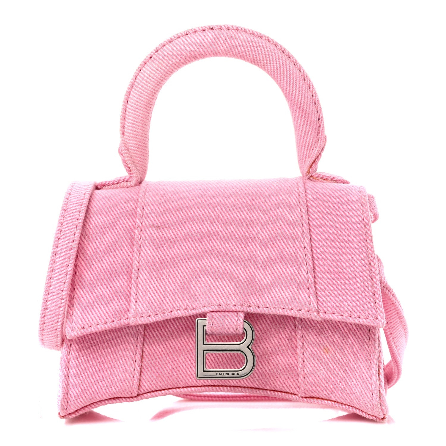 Balenciaga Washed Denim Hourglass Top Handle Bag Mini Denim Pink 1 of 11