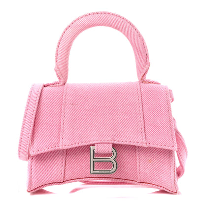 Balenciaga Washed Denim Hourglass Top Handle Bag Mini Denim Pink 1 of 11
