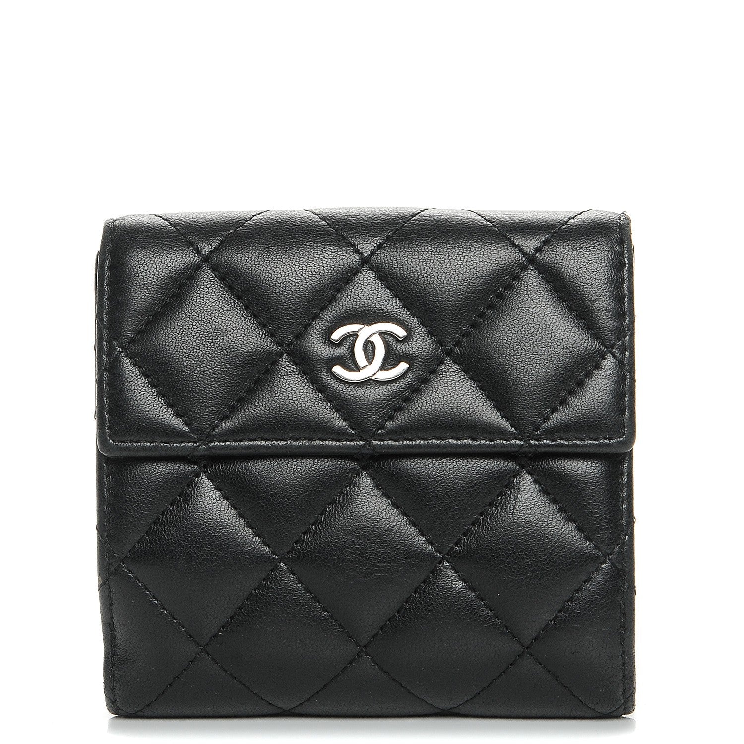 Chanel Lambskin Quilted Compact French Flap Wallet Black 1 of 9