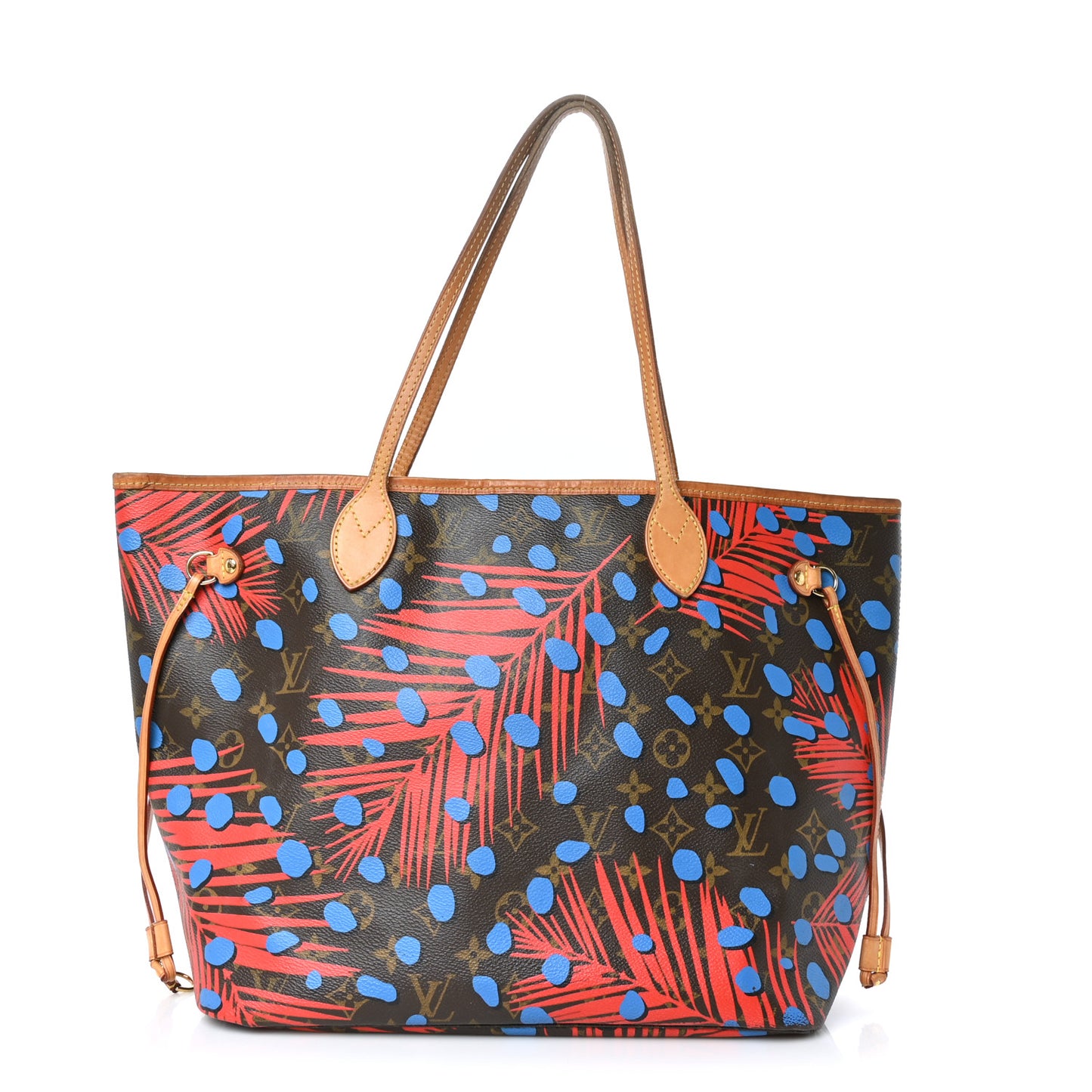 Monogram Jungle Dots Neo Neverfull MM Coquelicot Denim