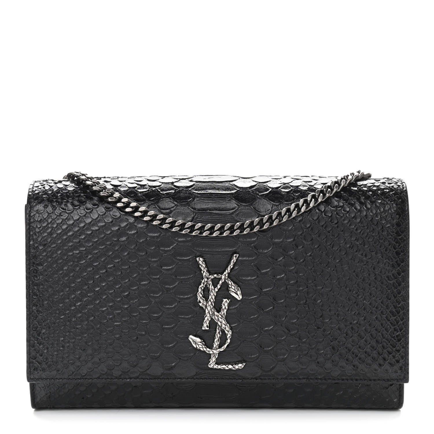 Saint Laurent Python Calfskin Embossed Medium Kate Satchel Black 1 of 13