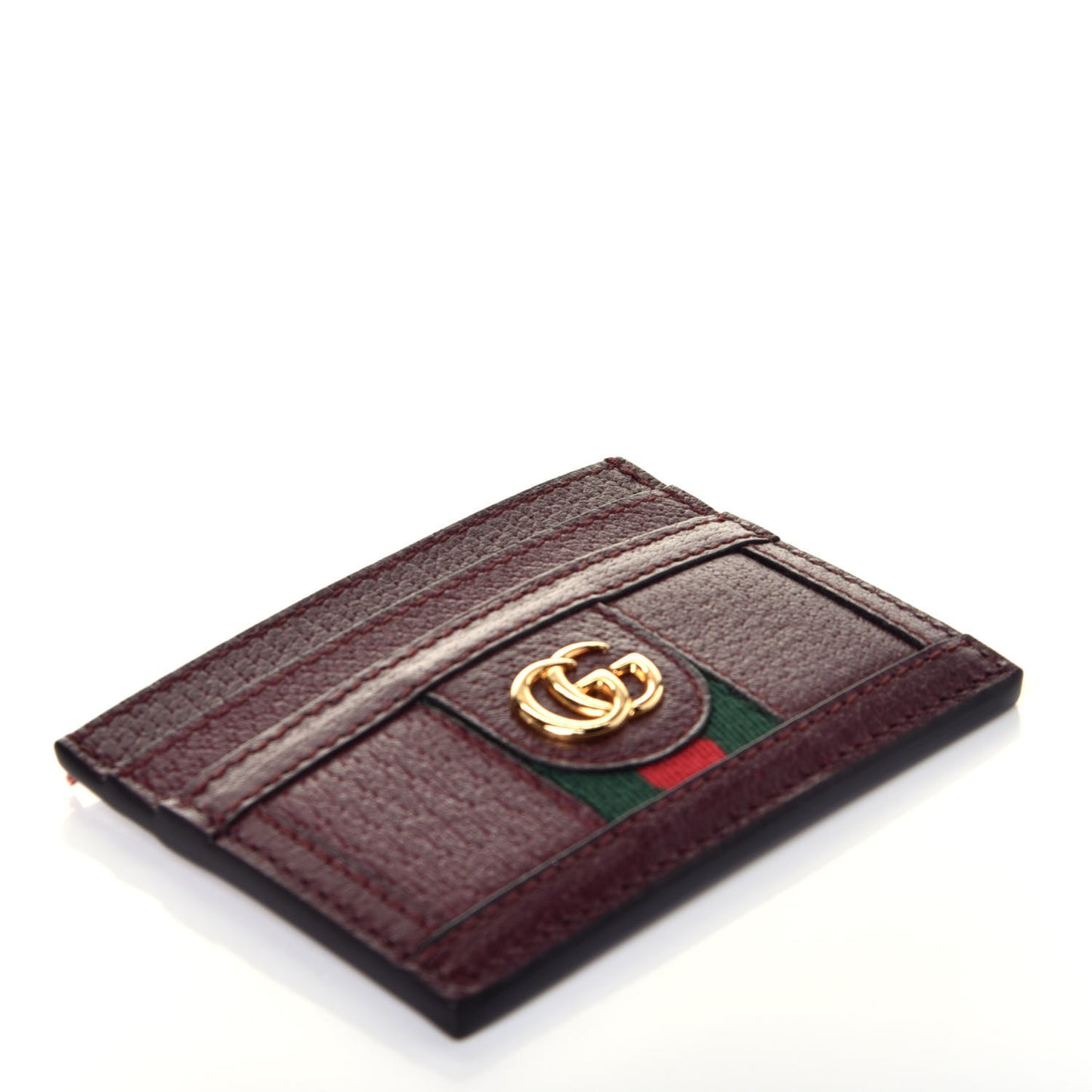 Calfskin Web GG Ophidia Card Holder Vintage Bordeaux