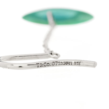 Tiffany Sterling Silver Turquoise Elsa Peretti Disc Drop Earrings 4 of 4