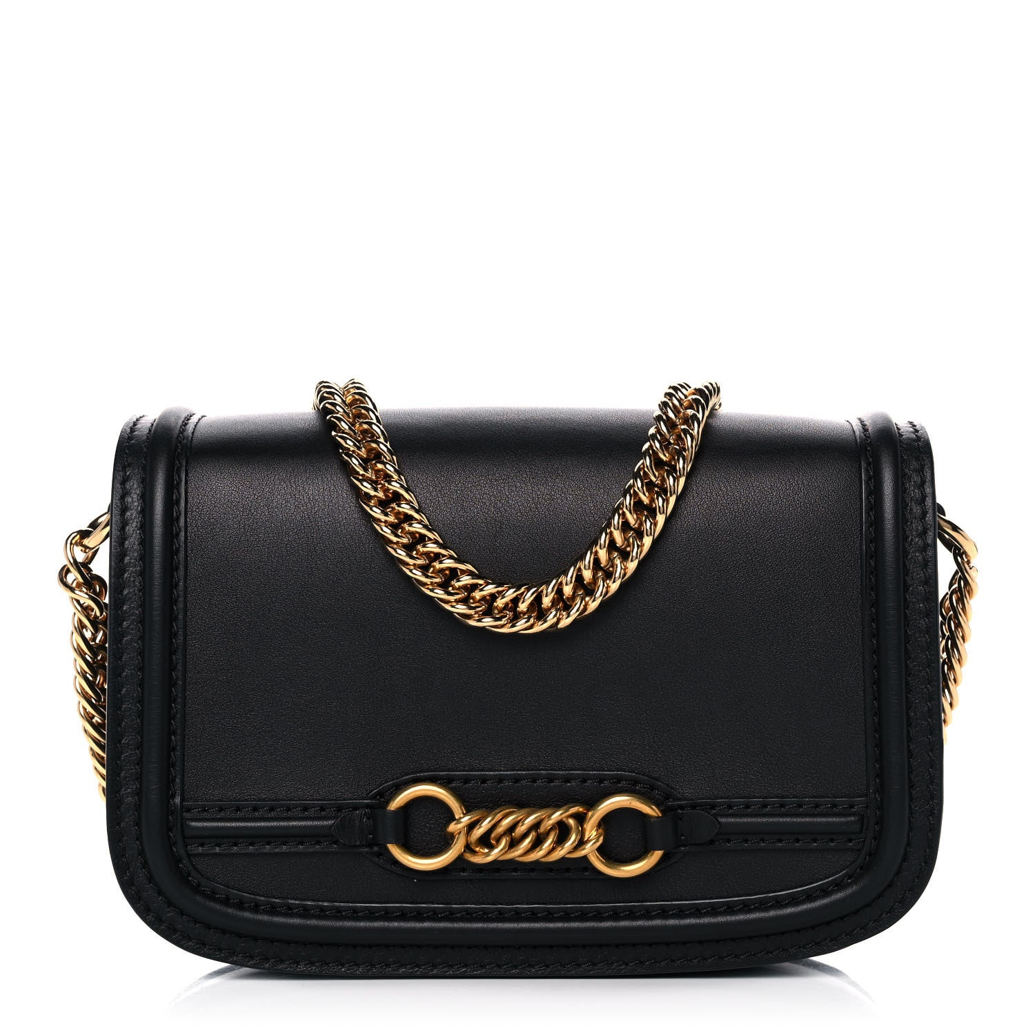 Burberry Soft Calfskin Link Flap Crossbody Black 1 of 12