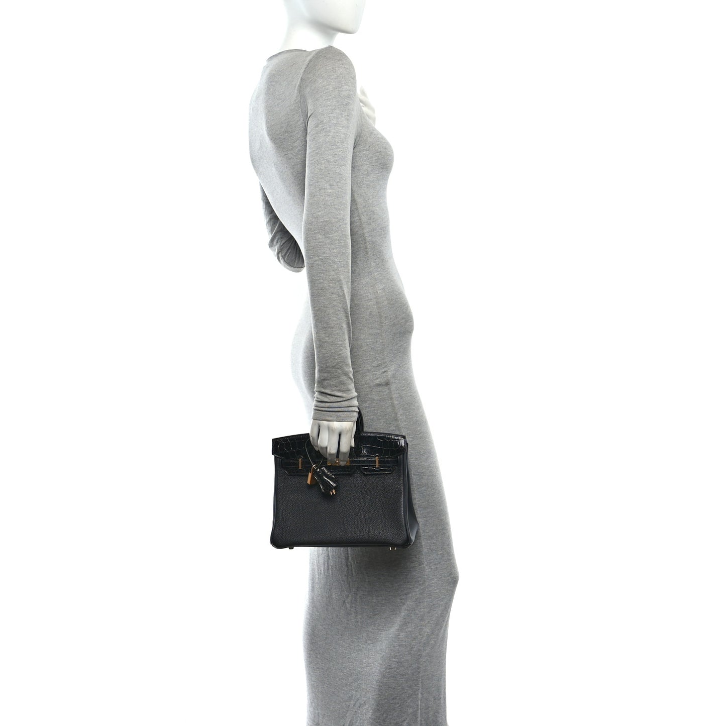 Togo Shiny Niloticus Crocodile Birkin Touch 25 Black
