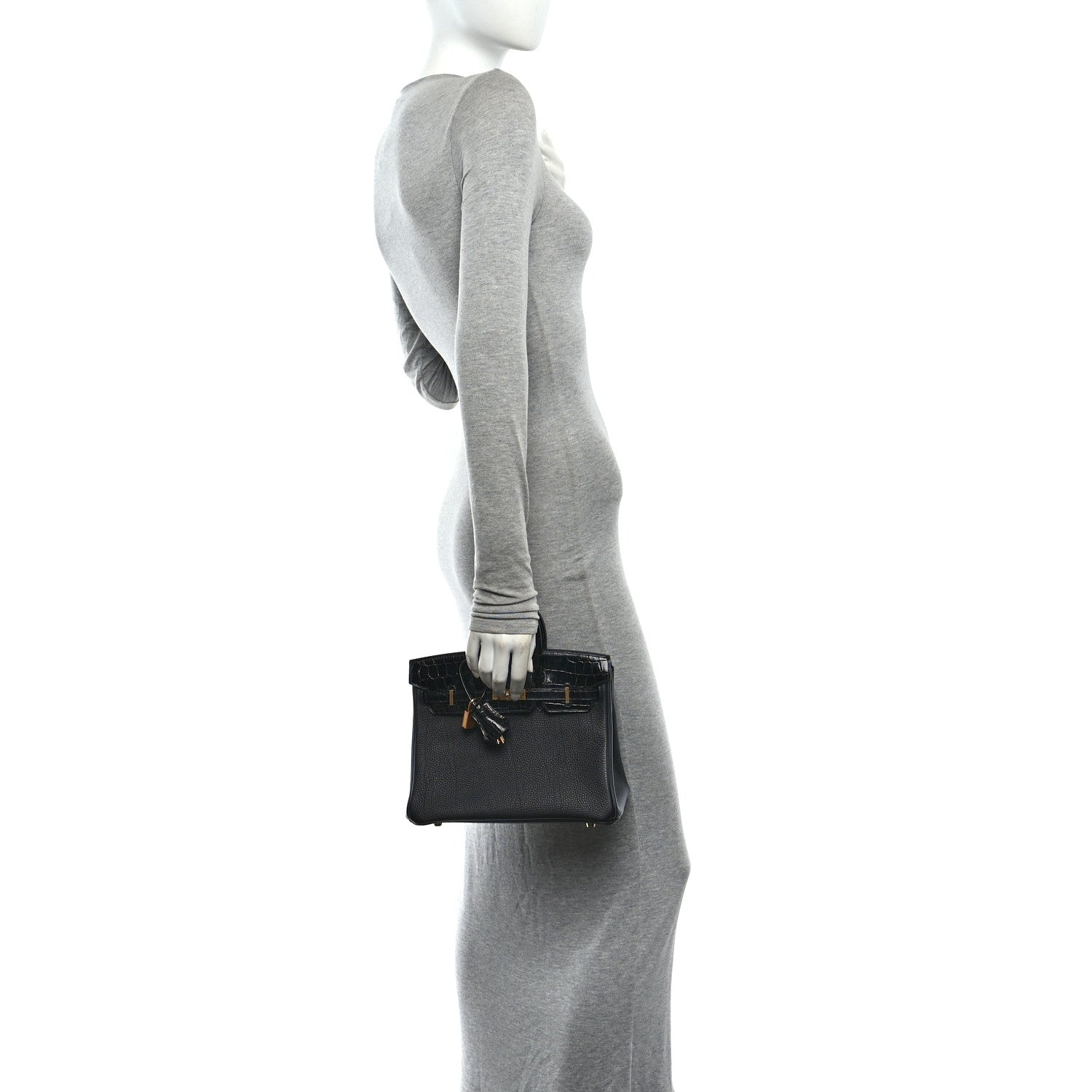 Hermes Togo Shiny Niloticus Crocodile Birkin Touch 25 Black 2 of 11