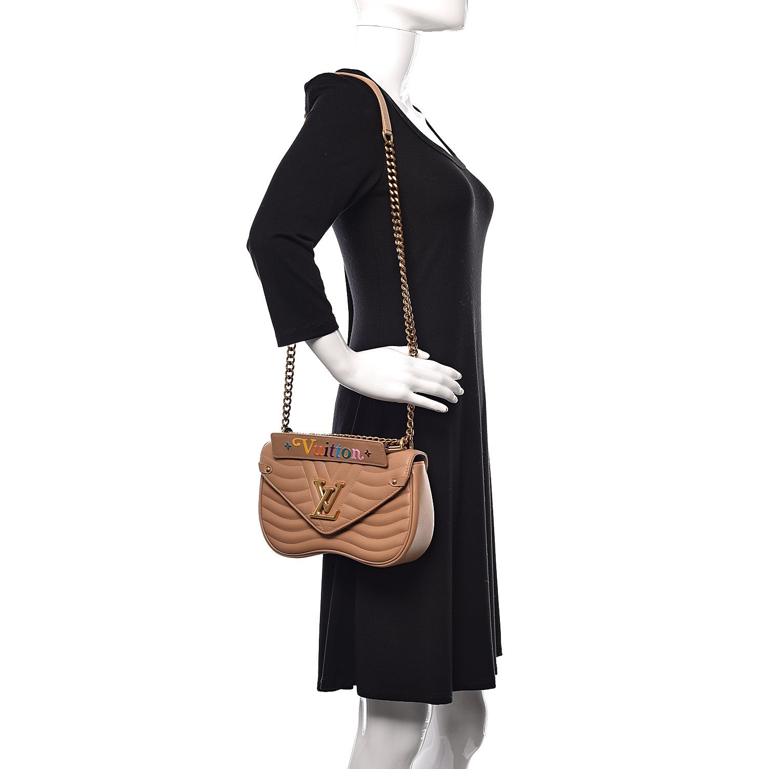 Louis Vuitton Calfskin New Wave Chain MM Noisette 2 of 11