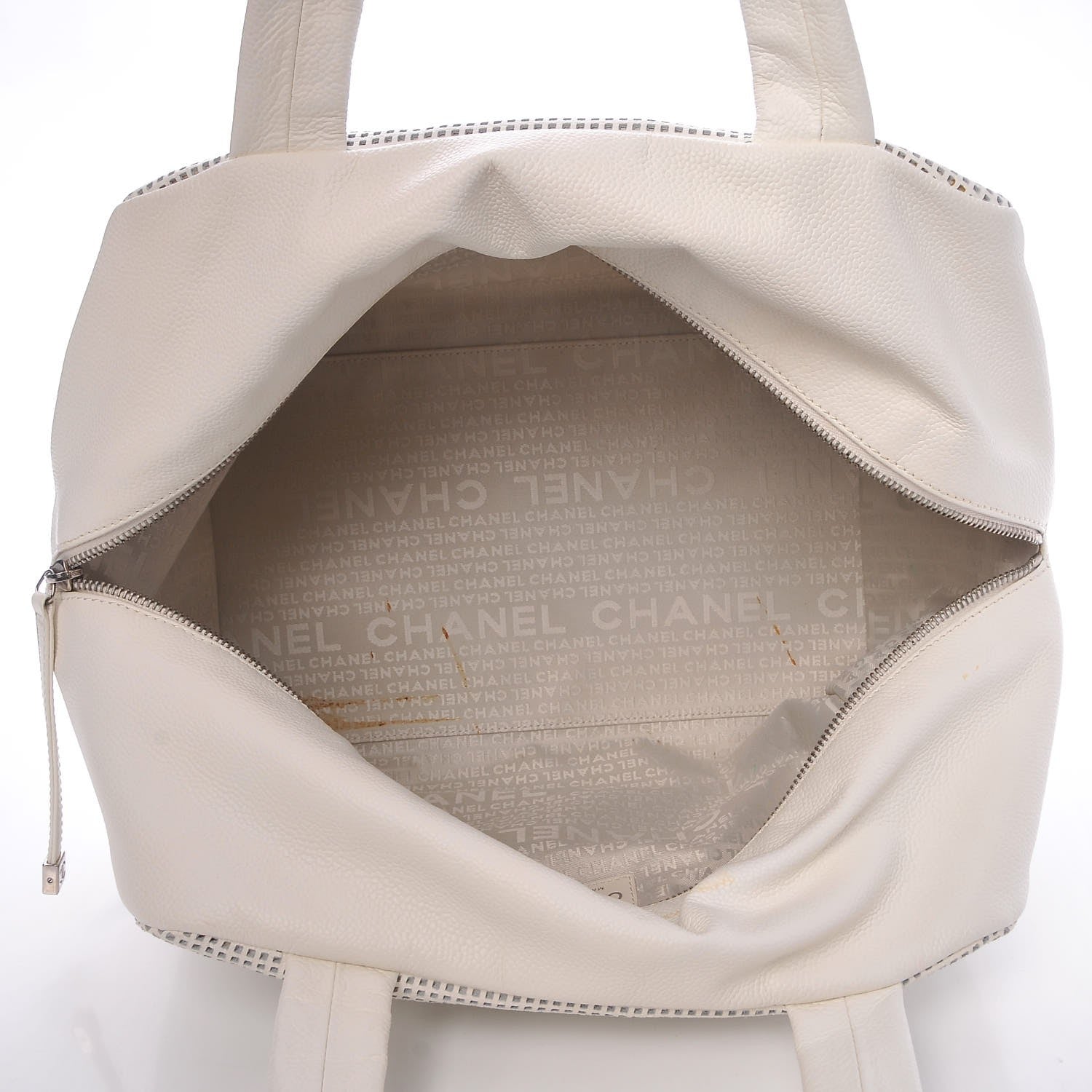 Chanel Caviar Perforated Bowler White 5 of 12