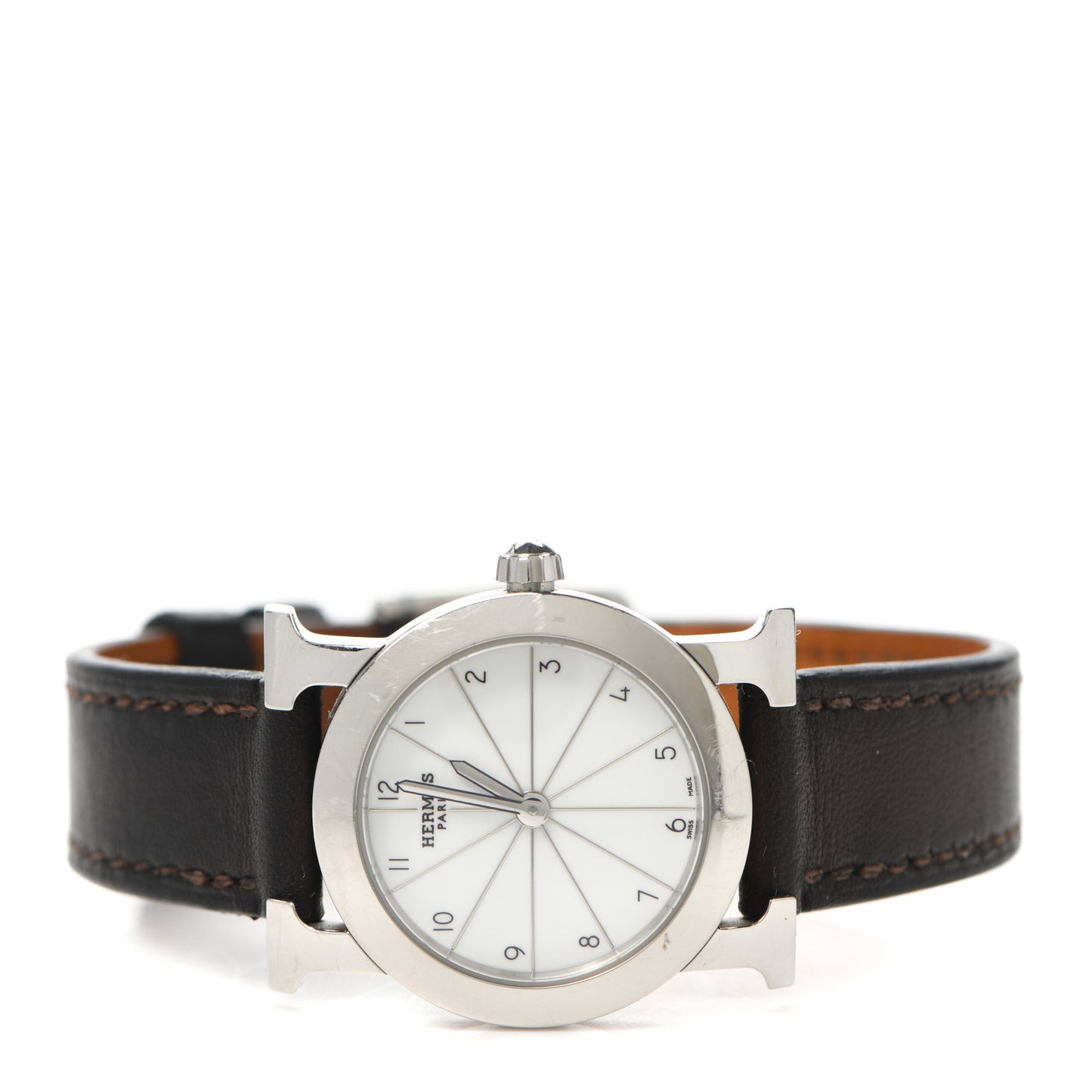 Stainless Steel Swift 25mm Heure H Ronde Quartz Watch Chocolate