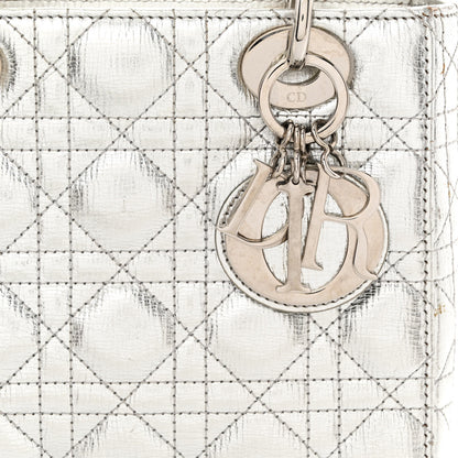 Christian Dior Metallic Grained Calfskin Cannage Small Lucky Badges My Lady Dior Silver 8 of 16