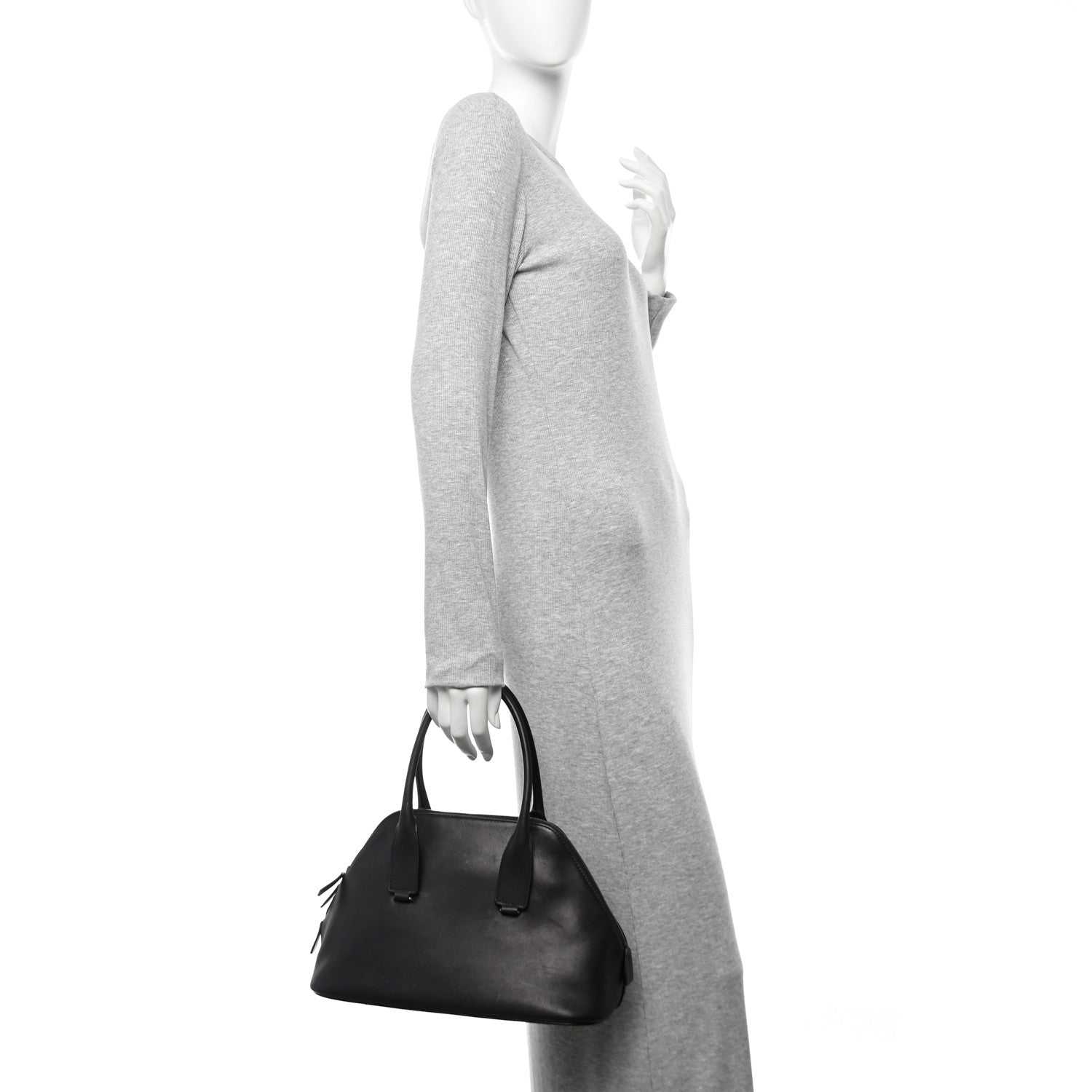 The Row Polished Saddle Calfskin Medium Devon Bag Black 2 of 9