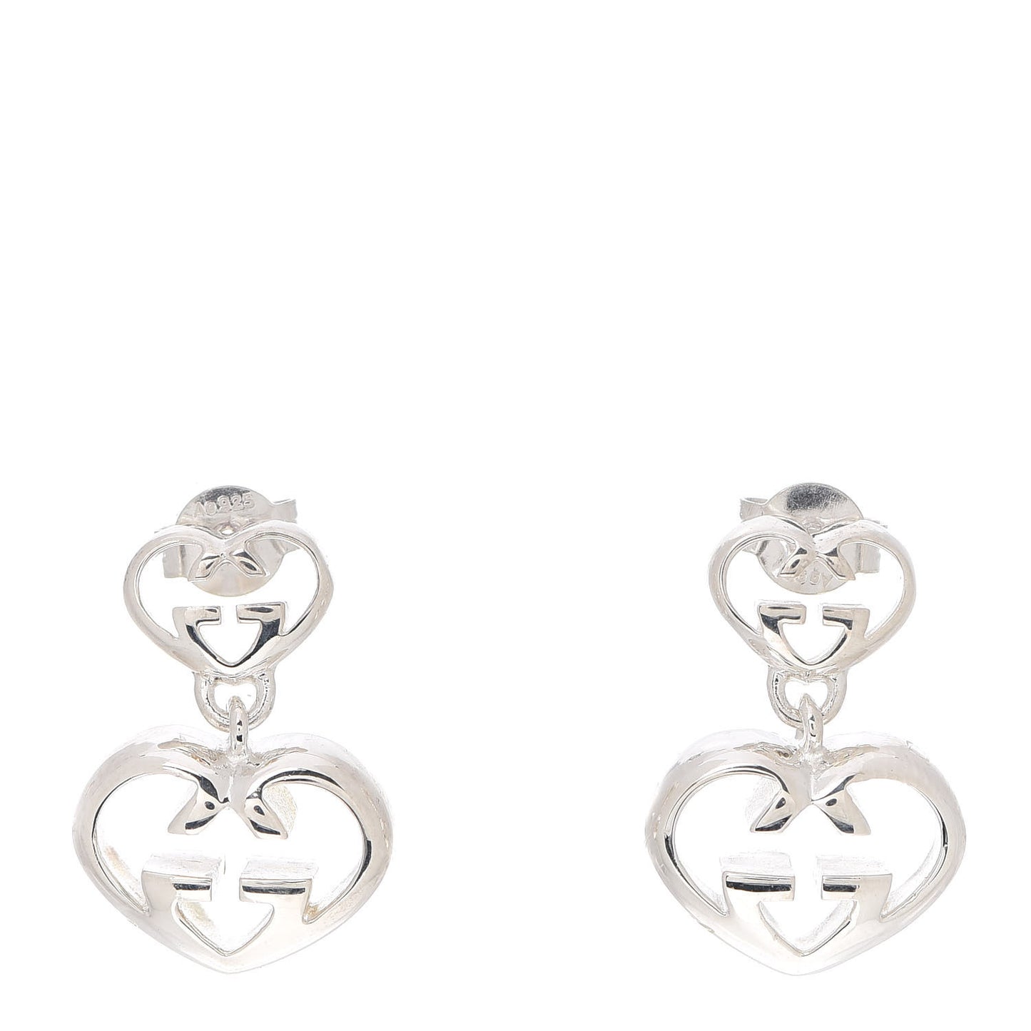 Sterling Silver Britt Double Heart Drop Earrings