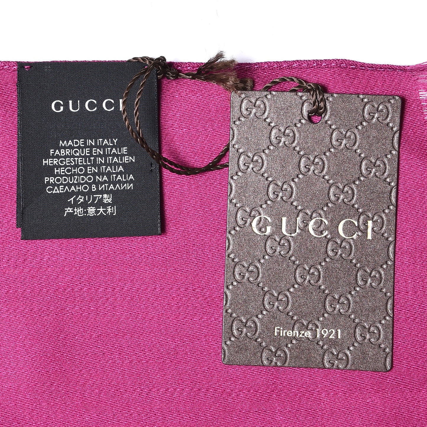 Wool Silk Monogram Scarf Fuchsia