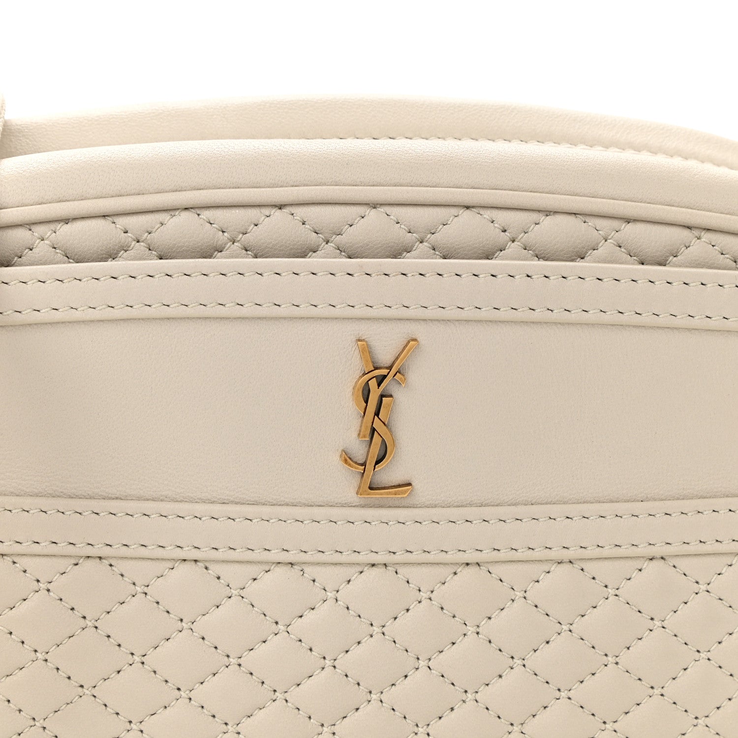 Saint Laurent Lambskin Quilted Victoire Camera Bag Blanc Vintage 8 of 11