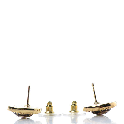 Chanel Resin CC Chain Round Earrings Gold Black 3 of 4