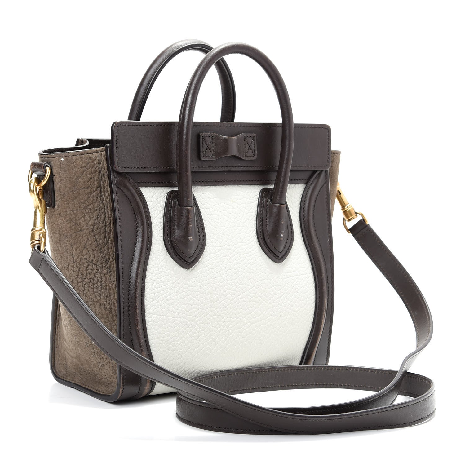 Celine Bullhide Calfskin Nubuck Nano Tri-Color Luggage Khaki 3 of 11