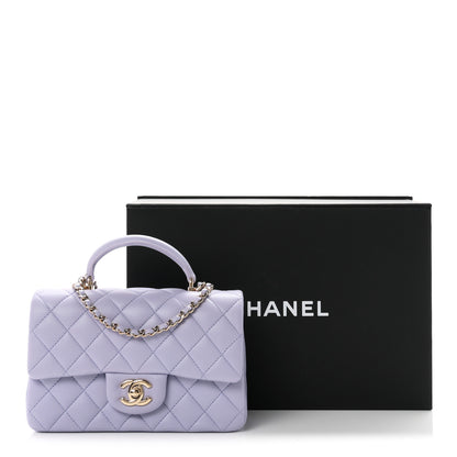Chanel Lambskin Quilted Mini Top Handle Rectangular Flap Light Purple 11 of 11