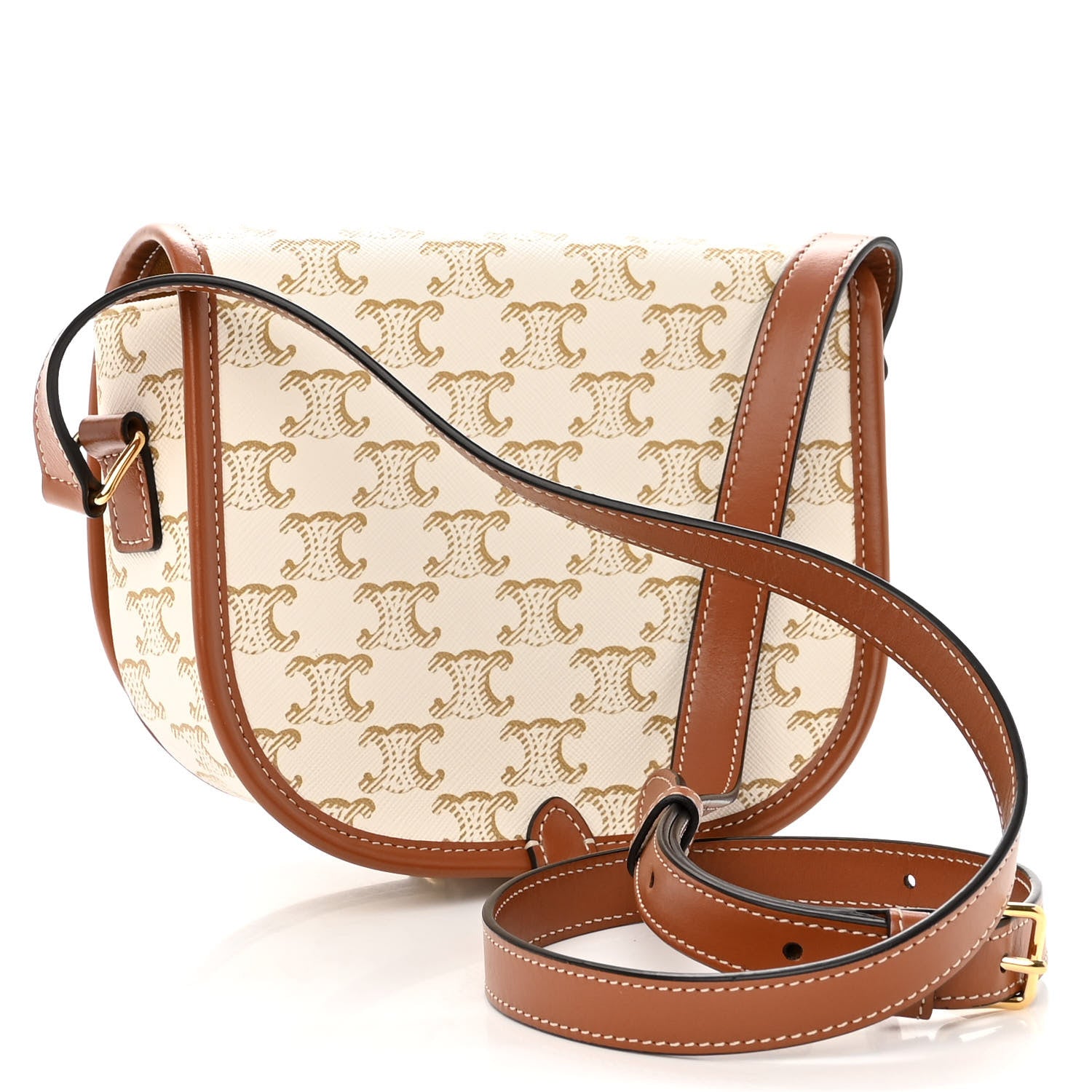 Celine Triomphe Canvas Medium Folco Bag White 3 of 9