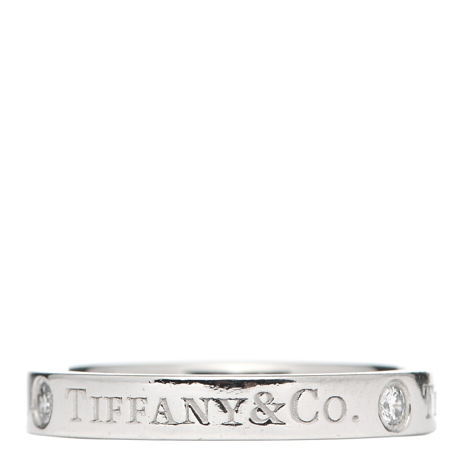 Tiffany Platinum Diamond Logo Band Ring 50 5.5 3 of 4