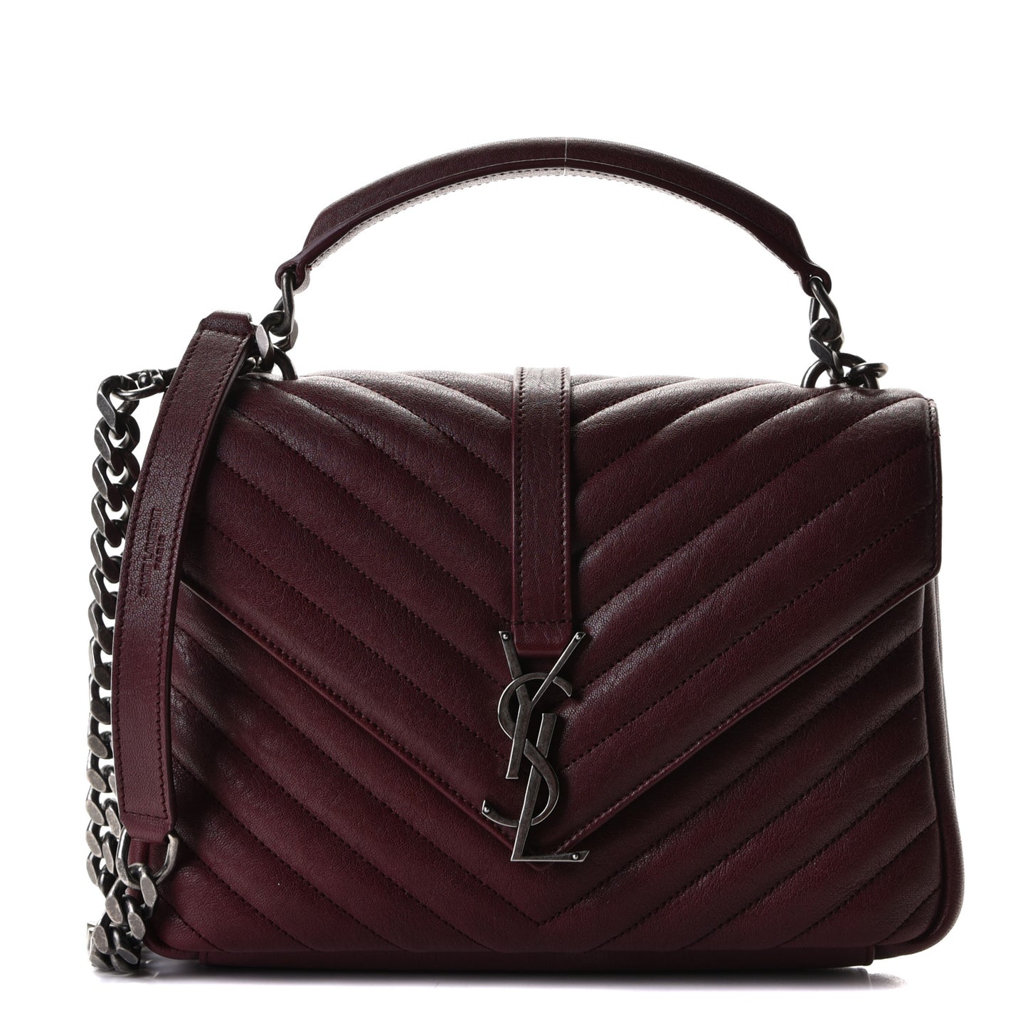Sheepskin Matelasse Chevron Monogram Medium College Bag Rouge Legion