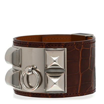 Hermes Shiny Alligator Collier De Chien CDC S Bracelet Miel 1 of 7