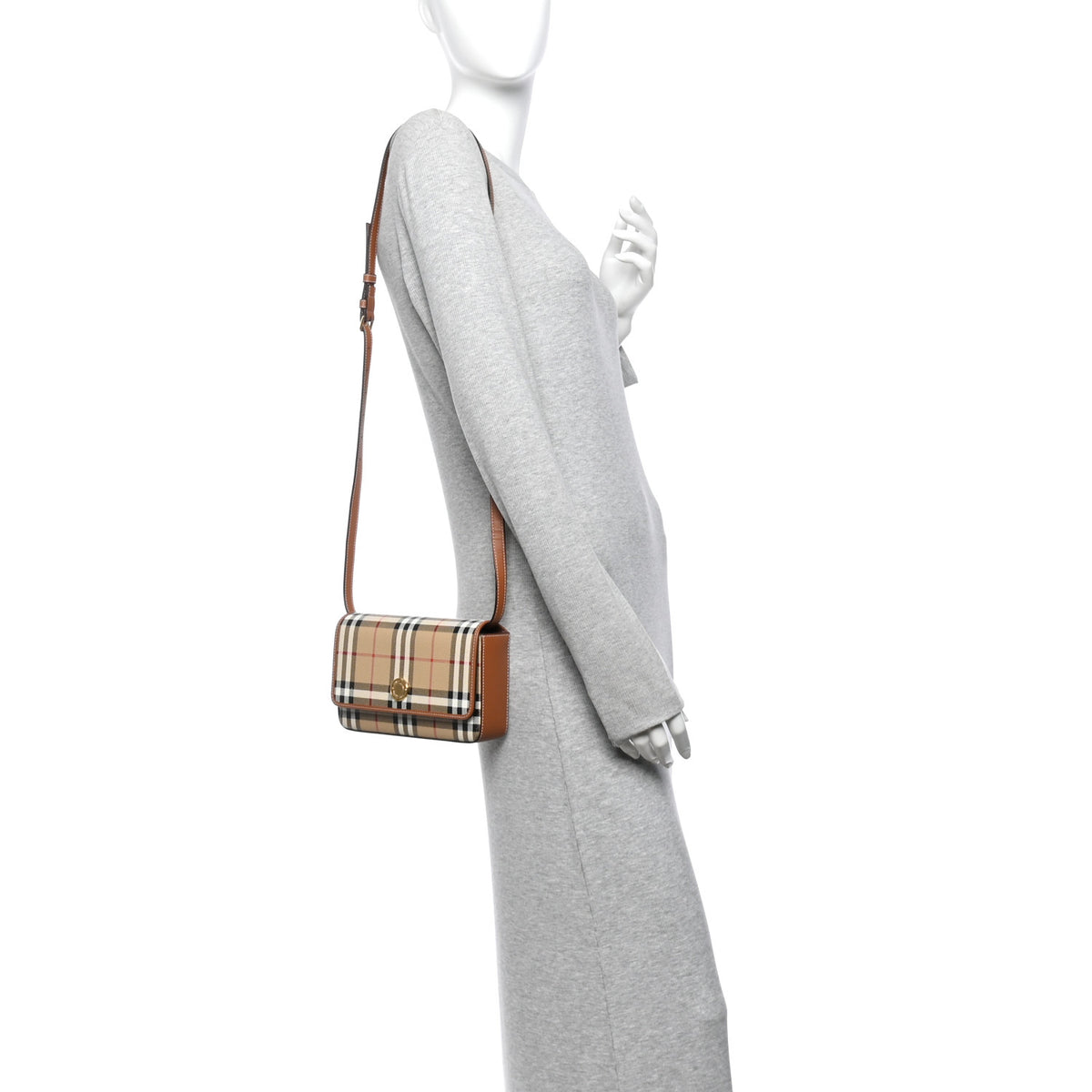 Burberry E-Canvas Vintage Check Hampshire Crossbody Archive Beige 2 of 9