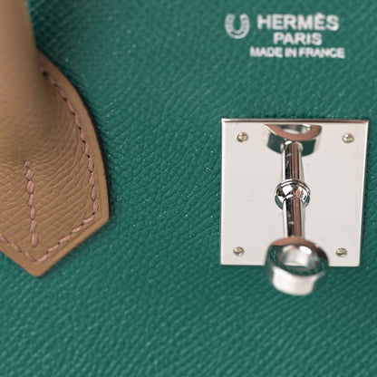 Hermes Epsom Horseshoe Birkin 30 Malachite Etain Alezan 11 of 13