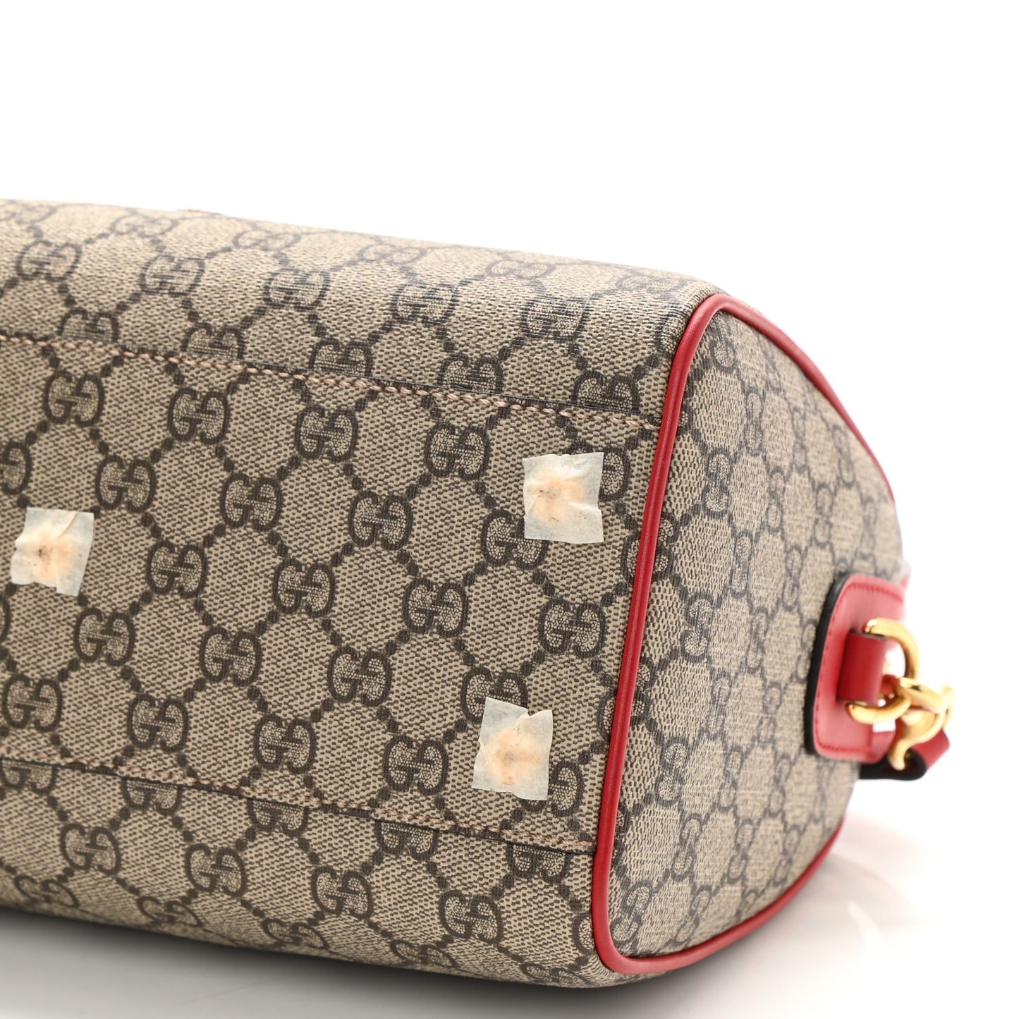 GG Supreme Monogram Heart Embroidered Small Boston Red