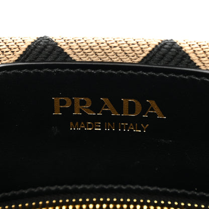 Prada Jacquard Saffiano Triangolo Symbole Embroidered Small Tote Black Corda 7 of 9