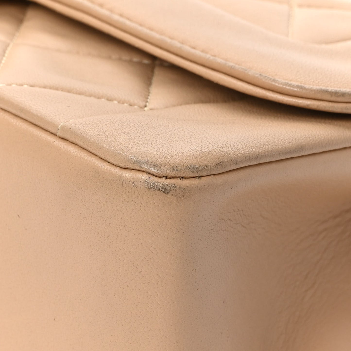 Lambskin Quilted Small Single Flap Beige