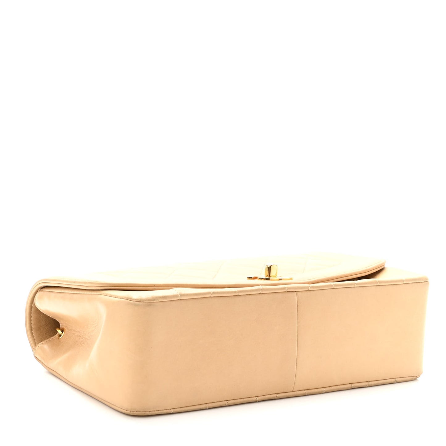 Lambskin Quilted Medium Single Flap Beige
