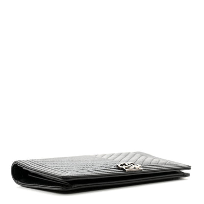Chanel Caviar Chevron Quilted Boy Yen Wallet Black 4 of 11