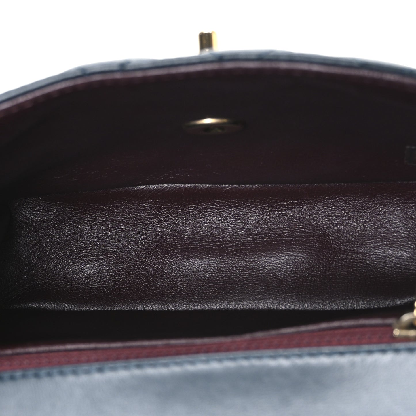 Lambskin Quilted Two Tone Day Flap Navy Turquoise