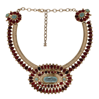 Chanel Enamel Gripoix Necklace Turquoise Burgundy 1 of 5