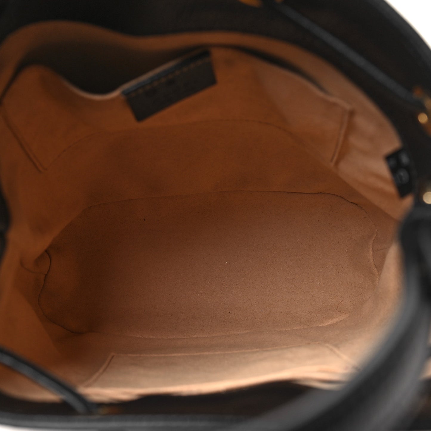 Glazed Textured Calfskin Web Small Ophidia Bucket Bag Black