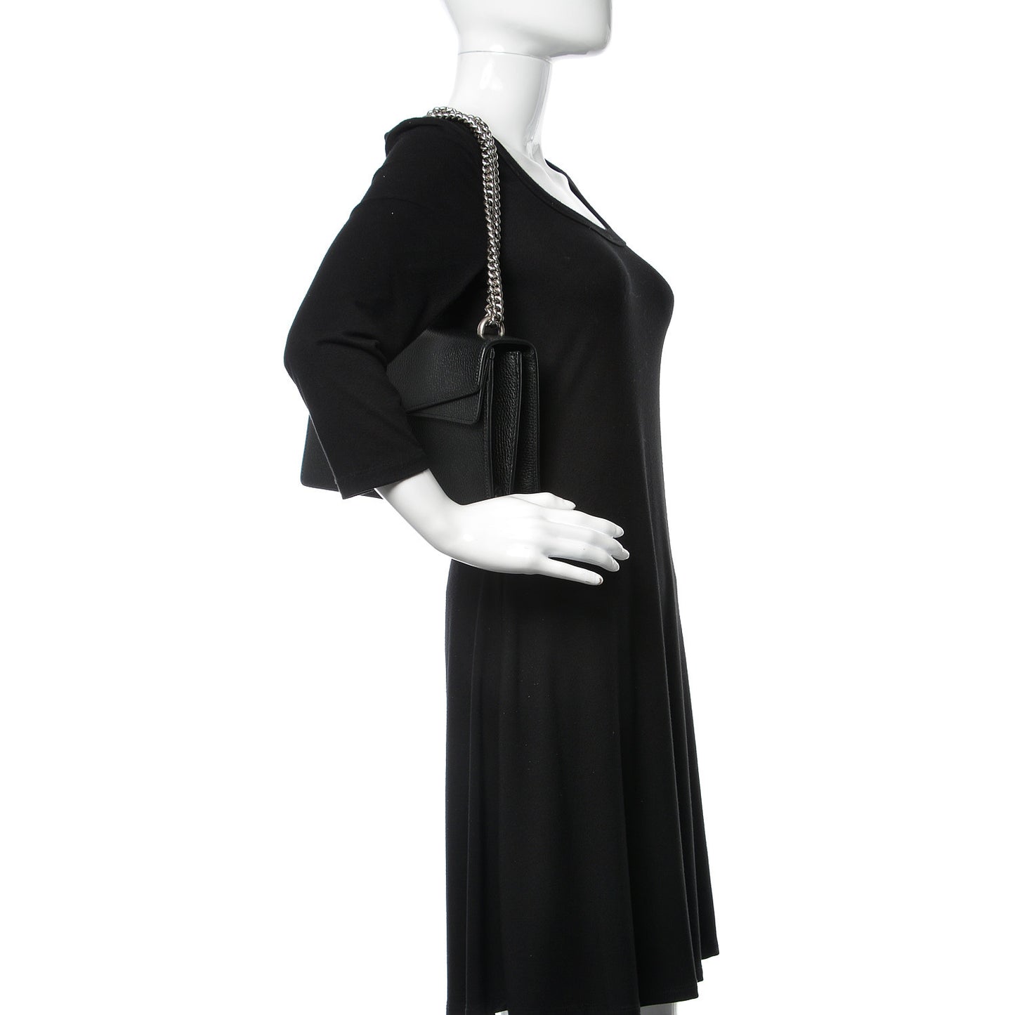 Pebbled Calfskin Small Dionysus Shoulder Bag Black