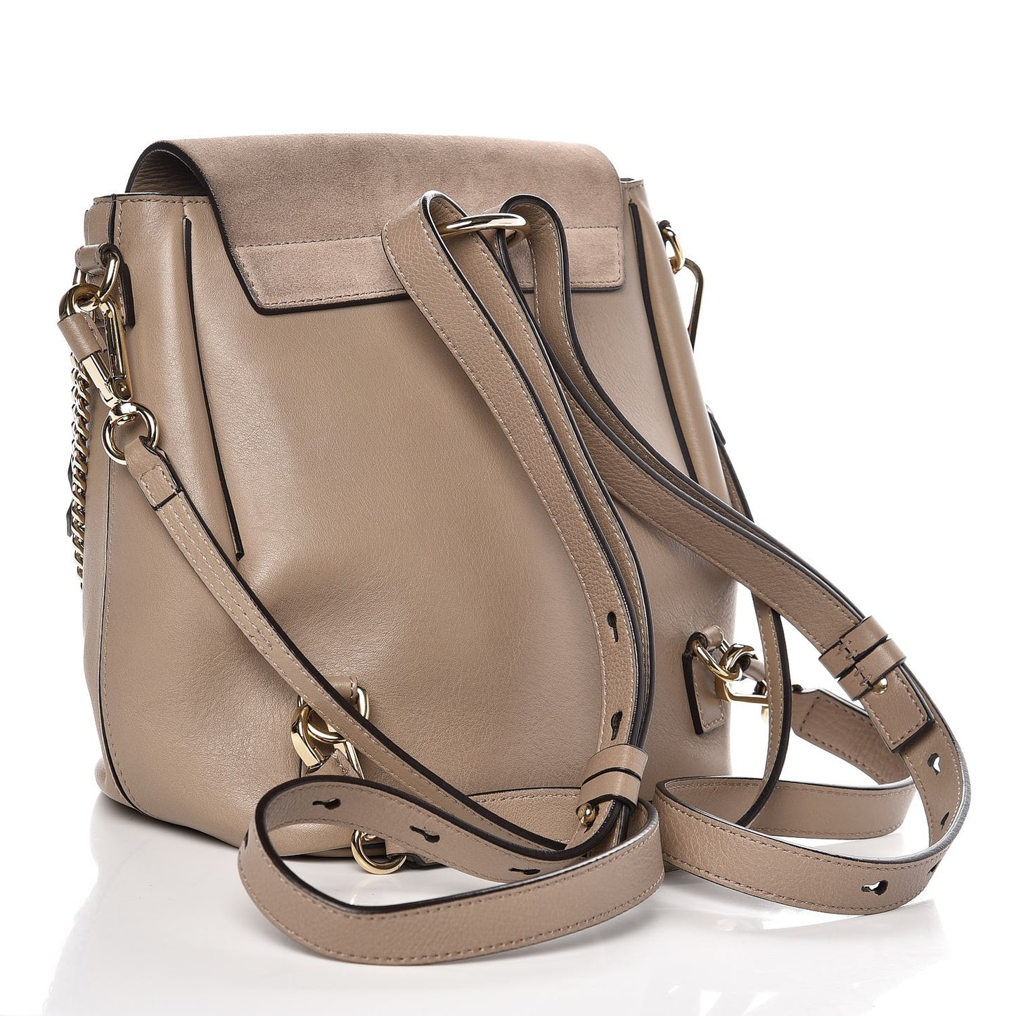 Suede Calfskin Small Faye Backpack Motty Grey