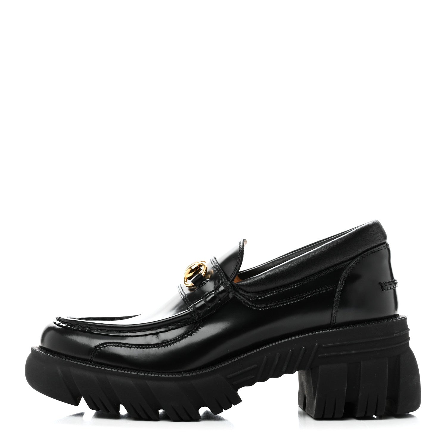 Gucci Magnum Calfskin Nappa Samoa Womens Horsebit Platform Chunky Lug Sole 40mm Loafers 40 Black 1 of 9