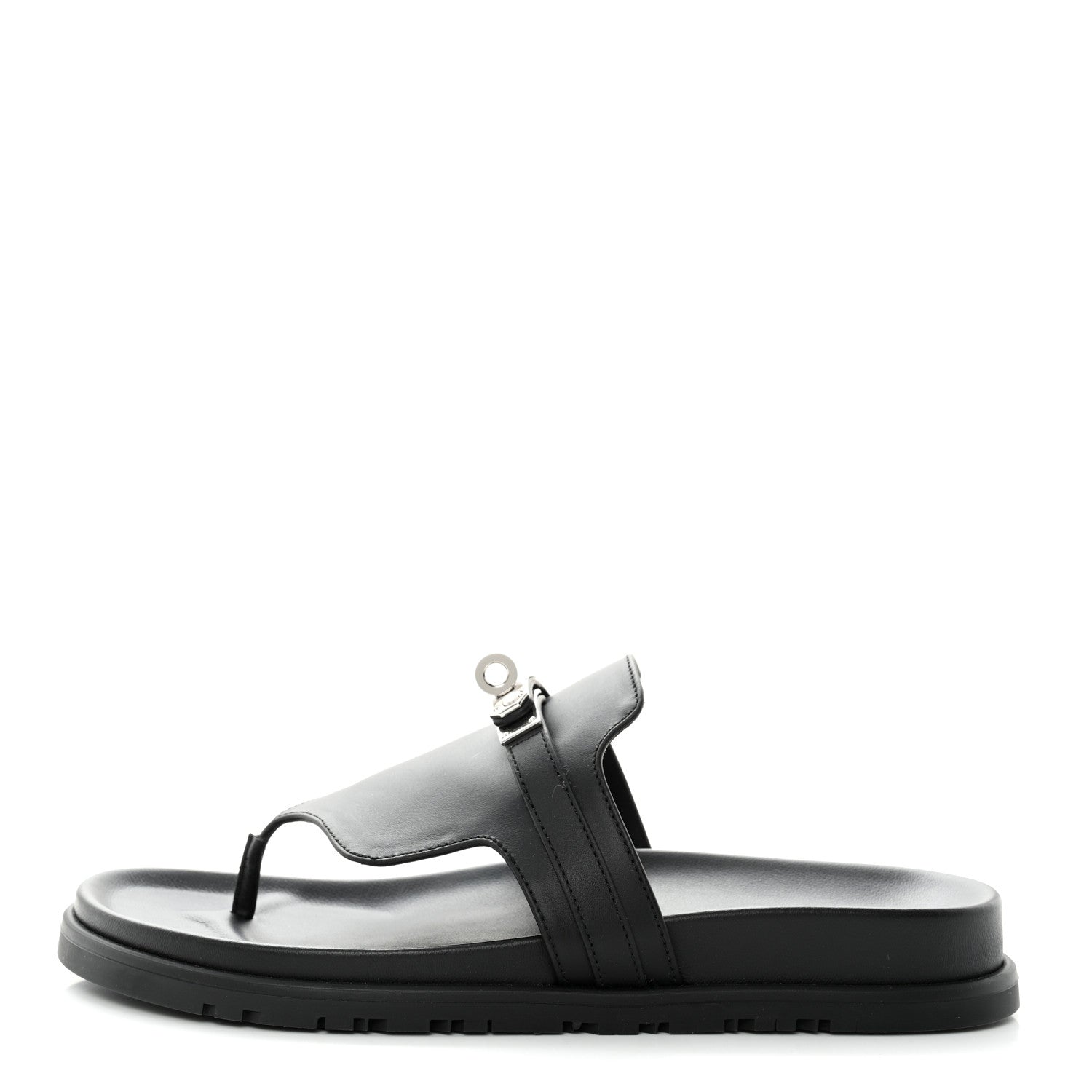 Hermes Calfskin Womens Empire Sandals 39 Black 1 of 8