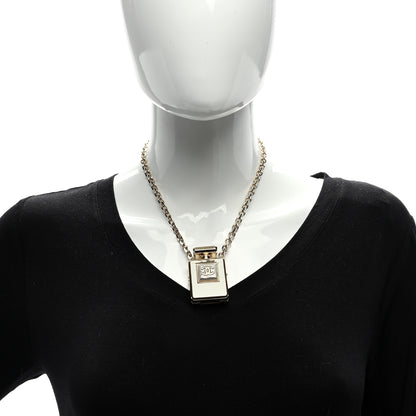 Chanel Metal Pearl Perfume Bottle CC Locket Necklace Gold 5 of 5