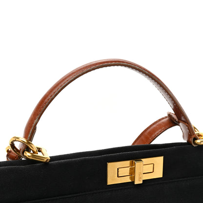 Fendi Canvas Large Peekaboo Iconic Satchel Black Cuoio 25 of 26