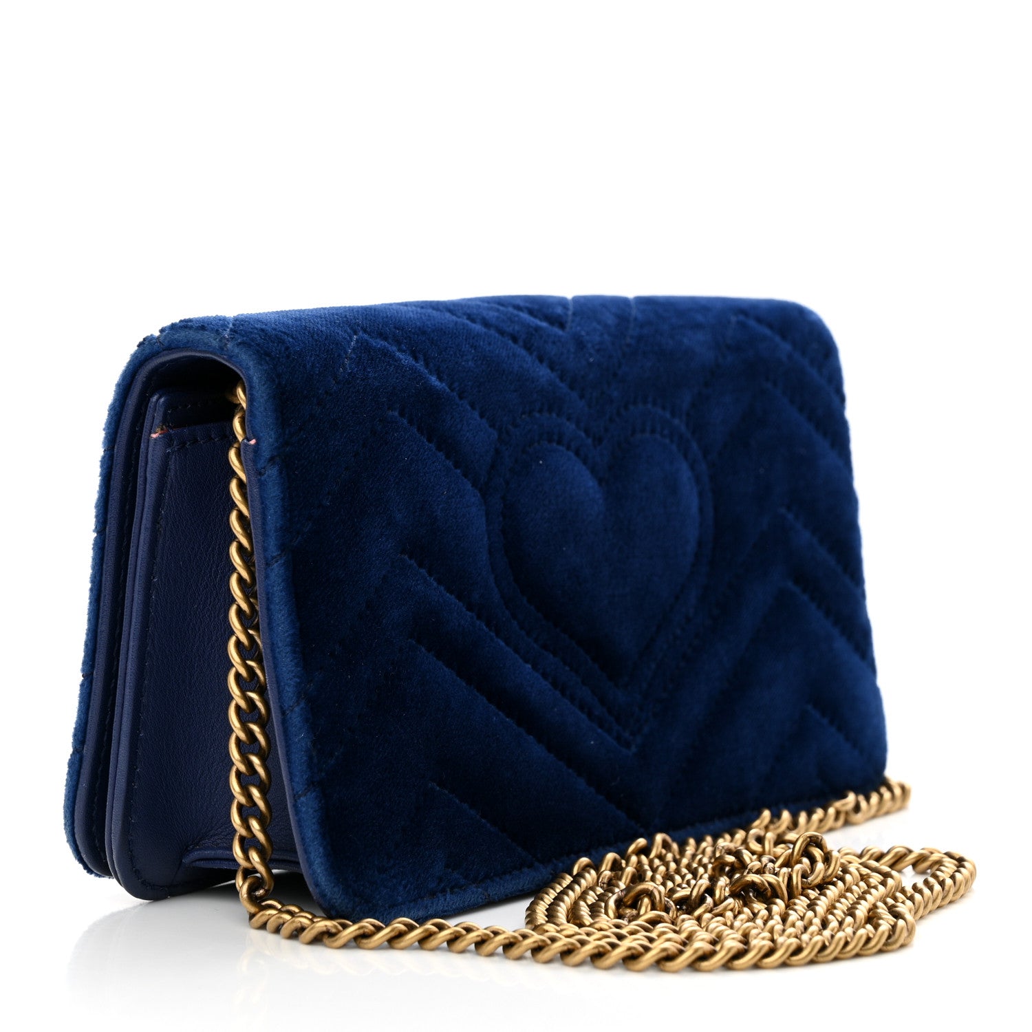 Gucci Velvet Matelasse GG Marmont Mini Bag Cobalt Blue 3 of 10
