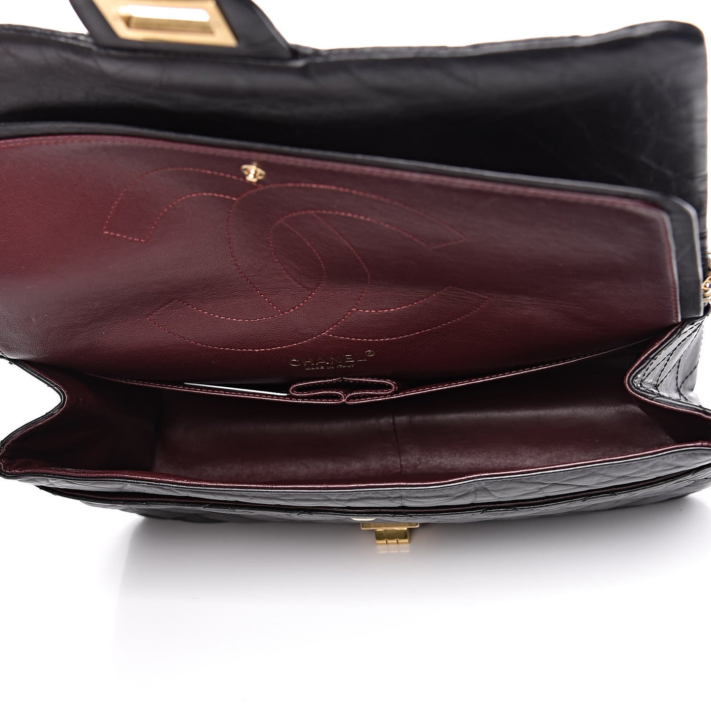Aged Calfskin Quilted 2.55 Reissue 227 Flap Black