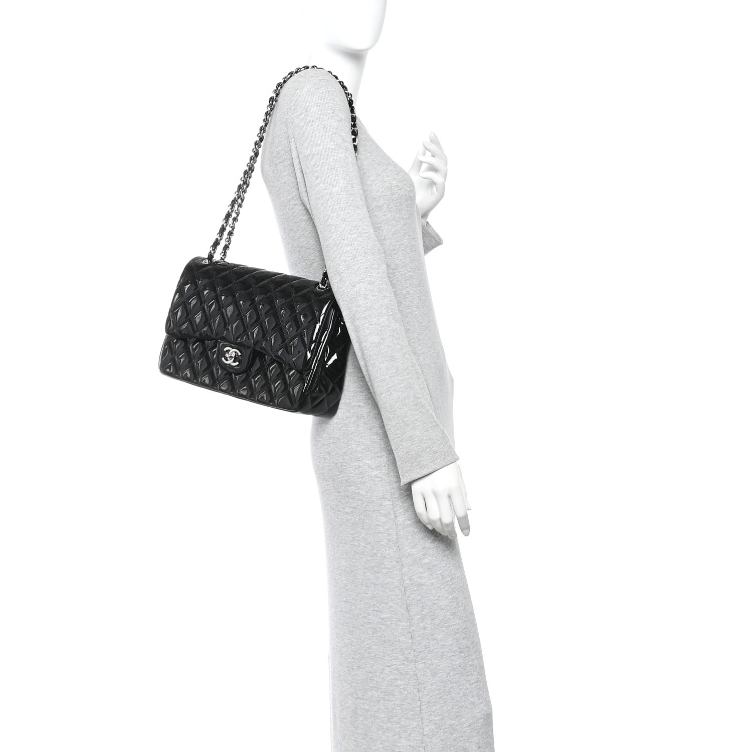 Chanel Patent Quilted Jumbo Double Flap Black 2 of 11