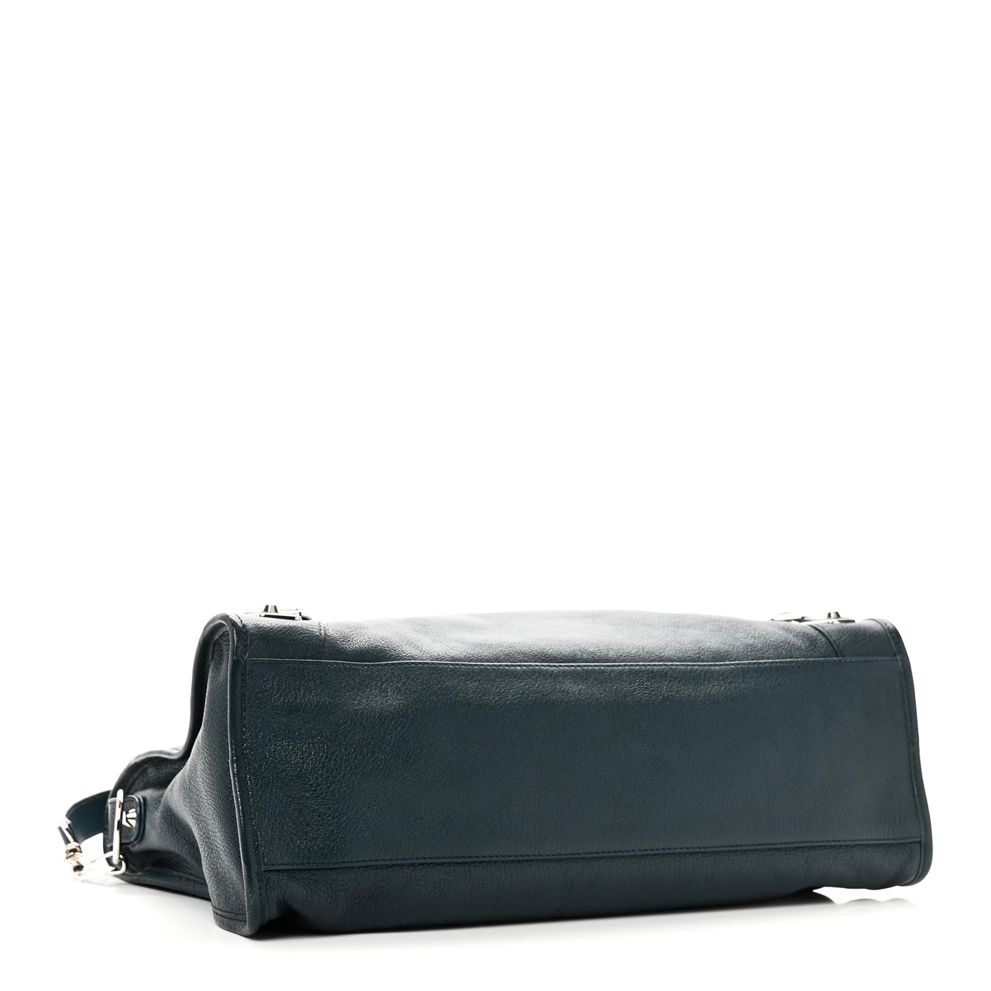 Chevre Silver Metallic Edge Hardware City Bleu Paon