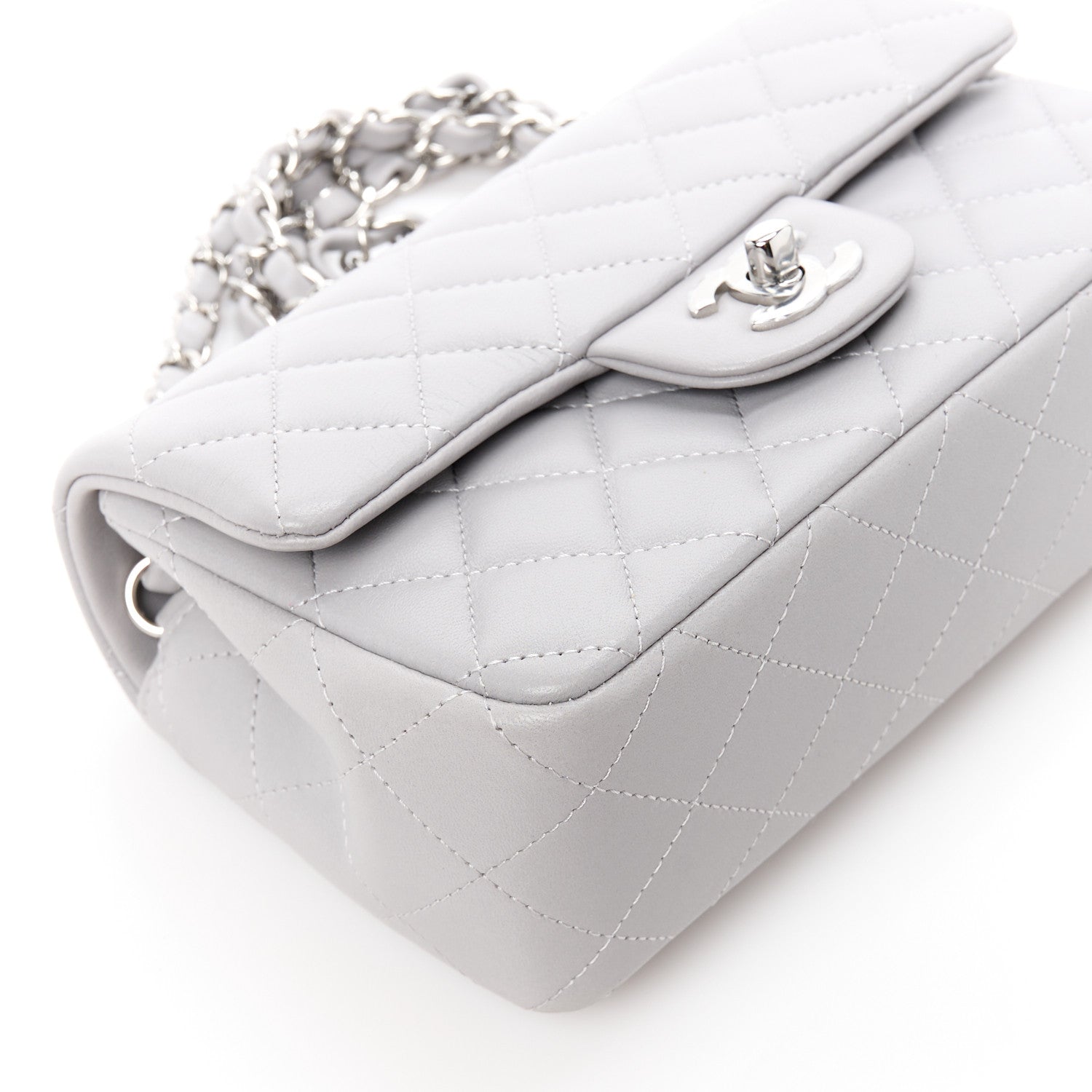 Chanel Lambskin Quilted Mini Rectangular Flap Grey 10 of 12