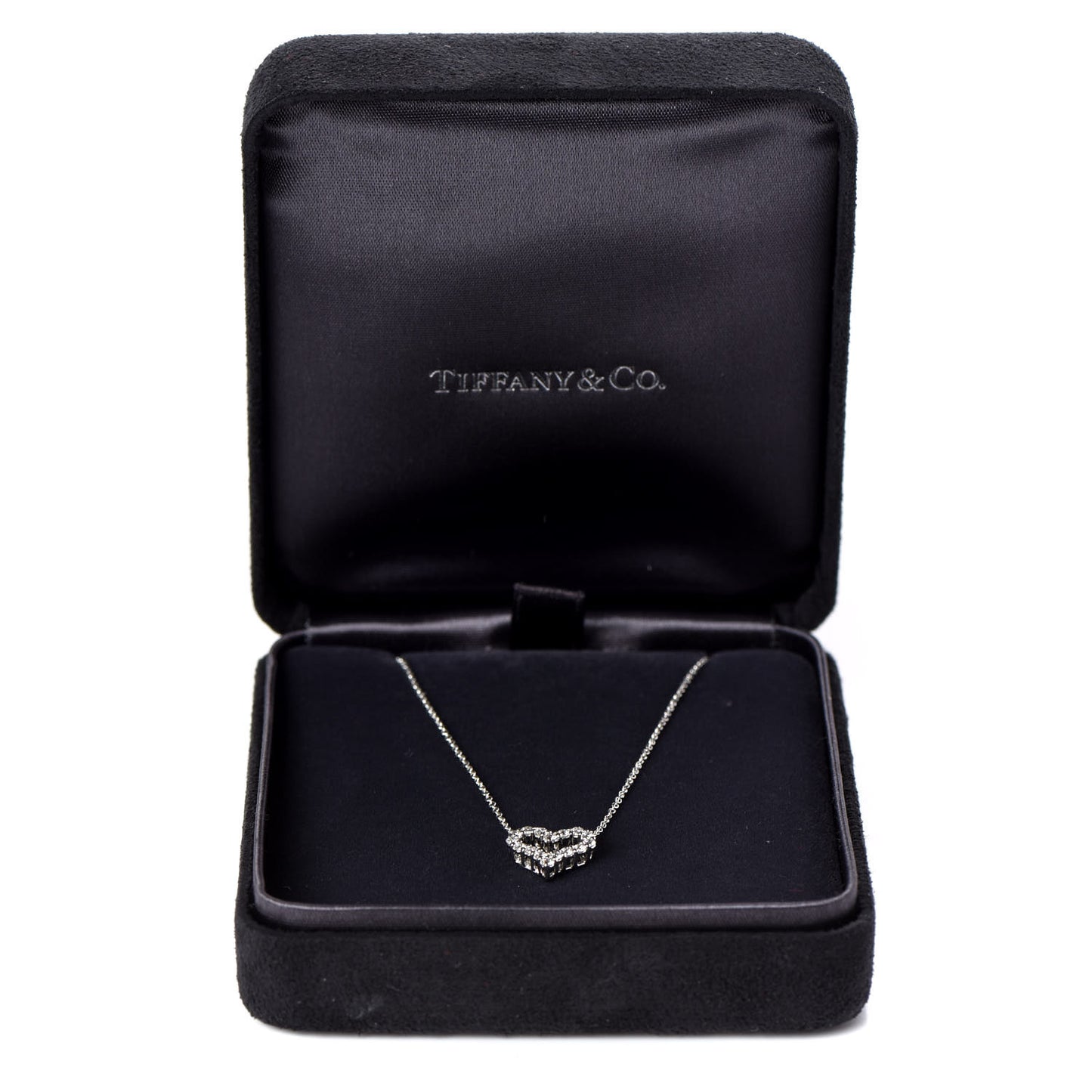 Platinum Diamond Mini Heart Pendant Necklace